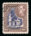 Stamp of St. Vincent 1938-47 10s violet & brown with inverted watermark, used