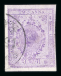 Stamp of Indian States » Kishengarh 1912 2a lilac "TWO ANNA" on thick white chalk surfaced paper, imperf., used