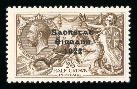 Stamp of Ireland » 1927-28 Wide Date Overprints (T72-T74) 2s6d chocolate-brown, mint single showing "missing accent" variety, fresh, fine and scarce (Hib. €525)