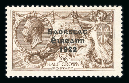 Stamp of Ireland » 1927-28 Wide Date Overprints (T72-T74) 2s6d chocolate, mint single showing "missing accent" variety, fresh, fine and scarce (Hib. €450)