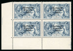 Stamp of Ireland » 1927-28 Wide Date Overprints (T72-T74) 10s dull grey-blue, mint and mint nh bottom left corner sheet marginal block of four, top right stamp showing misformed accent with con-caved top of "A" top right variety, fresh, very fine and scarce (Hib. €1'835+)