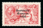 Stamp of Ireland » 1927-28 Wide Date Overprints (T72-T74) 5s rose-red, mint single, showing "inner frame notch" plate variety, fresh, very fine and scarce (Hib. €750)