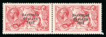 Stamp of Ireland » 1927 Composite Dates Overprints (T69-T71) 5s rose-red, mint horizontal pair, left stamp showing minor variety "accent touching A", fresh, fine and scarce (Hib. T70h, €575)