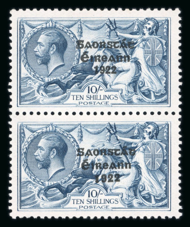 Stamp of Ireland » 1927 Composite Dates Overprints (T69-T71) 2s6d to 10s complete set of three, mint vertical pairs, fresh, fine and a rare set (Hib. T69v-T71v, €2'200)