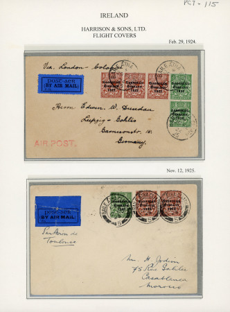 Stamp of Ireland » 1923 Harrison Coils Overprints (T62-65) 1/2d to 2d group of six covers, all with an array of coil frankings, including coil joins, one with long "1", mostly on airmail or flight covers, mixed to very fine, a scarce group (6)