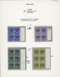 Stamp of Ireland » 1922-23 Thom Three-Line Overprints (T47-T61) 2 1/2d bright blue and 3d bluish violet, both in right sheet marginal blocks of four, plus 4d grey green and 9d olive-green, both in right sheet marginal blocks of six, each block shows one stamp with the "missing accent