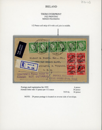 Stamp of Ireland » 1922 (Jul-Nov) Thom Overprints (T25-T41) 1/2d to 9d, a selection of various values on seven covers or cards, showing cross-border ds, advertising cover for "The People" newspaper of Wexford, two flight covers on  the London to Cairo airmail etc., a fine and att