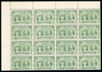 Stamp of Rhodesia 1910-13 1/2d deep dull green pl. III, RJL 9, perforation 14 in mint n.h. upper left corner marginal block of 16