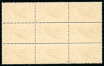 Stamp of Ireland » 1922-23 Thom Three-Line Overprints (T47-T61) 2s6d chocolate-brown, mint nh block of nine from Base Plate 5A, showing corrected "S" over "E" on R9/2 and Guide Block on R10/2, fresh, very fine and an unusual combination of varieties, showpiece, cert. David MacDonnell