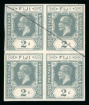 Stamp of Ireland » Essays & Proofs (E1-E167) 1922 De La Rue Paper Trial: Fiji 2d grey with "SE" watermark, block of four with gum and pen stroke, fresh, very fine and scarce (Hib.E167, €1'000+)
