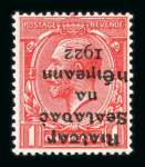Stamp of Ireland » 1922 (Feb) Dollard Overprints (T1-T14) 1d scarlet, two mint singles, showing inverted overprint and inverted overprint, one albino varieties, very fine and scarce (Hib.T2a, T2b, €975)