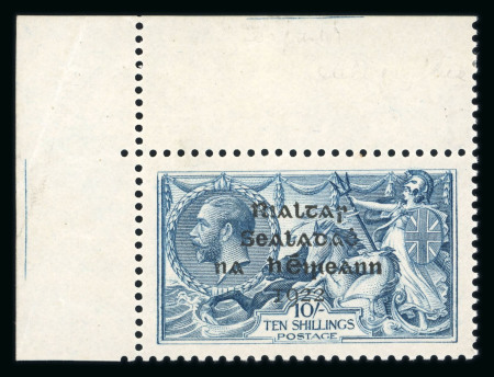 Stamp of Ireland » 1922 (Feb) Dollard Overprints (T1-T14) 10s dull grey-blue, mint nh top left corner sheet marginal single, showing the "Major Re-entry" from position R1/1, hinge on margin only, fresh, very fine and scarce in this quality (Hib.T14a, €450+), cert. APS (1996)
