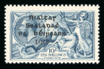 Stamp of Ireland » 1922 (Feb) Dollard Overprints (T1-T14) 10s dull grey-blue, mint single, showing the "Strokes over TEN" from plate 5A, position R4/2, fresh, very fine and scarce (Hib.T14b, €450+), cert. APS (1996)