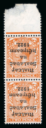 Stamp of Ireland » 1922 (Feb) Thom Overprints (T15-T19) 2d orange, die II, mint nh top sheet marginal vertical