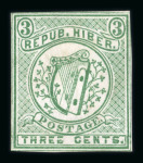 Stamp of Ireland » Forerunners (L1-L45) 1865-67 Fenian Issue: 3c green, unused, close to clear margins, slight stain, fine and very rare (Hib. L4, €1'200)