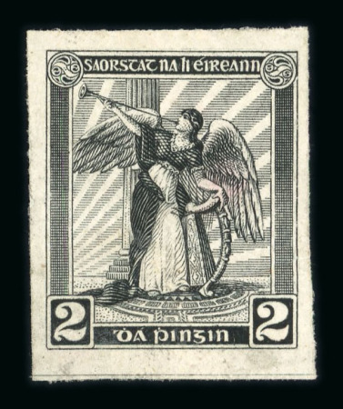 Stamp of Ireland » Essays & Proofs (E1-E167) 1922 Dollard: Engraved 2d black imperforate die proof, fine and scarce (Hib. E4P, €800)