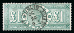 Stamp of Ireland » GB Used In Ireland 1887-92 £1 green, used with central circular datestamp of the DUBLIN/SORTING OFFICE/OC.20.91, faint trace of crayon marks, very fine and scarce 