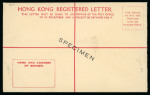 Stamp of Hong Kong Hong Kong Registered postal stationery 1932 KGV 20c and KGVI 25c specimen