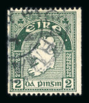 Stamp of Ireland » Definitives 1933-35 2d pearl-green, perf. 15 x imperf., used with large part cds, a fine example of the rare experimental coil, cert. BPA (1970) (Hib. D4cii, €2'800)
