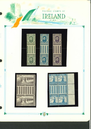 Stamp of Ireland » Collections 1922–1984 – Exceptional Gutter Pairs Collection A superb and meticulously assembled collection of mint and mint never-hinged vertical and horizontal gutter pairs and blocks. Highlights include valuable Overprints, Defini