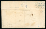 Stamp of Ireland » Postal History (Arranged alphabetically by County) Tyrone - Dungannon: 1848 (21.1) Folded entire from the townland of Feroy in Tyrone, via Dungannon to New York, transported by "the Halifax & Boston Steam Packet", bearing a scarce example of the fancy boxed PAID AT DUNGA