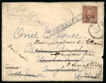Stamp of Ireland » Postal History (Arranged alphabetically by County) Cork - Queenstown: 1895 Envelope from the USA to Anglesea; Wales, franked Grant 5c brown, forwarded on arrival to "Passenger on Board SS Etruria, Cunard Line, Queenstown, then returned to America with very rare strike of
