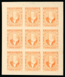 Stamp of Brazil » 1866-83 Dom Pedro Brazil 1880s Dom Pedro II six 1000r essays in imperf sheetlets of nine unused