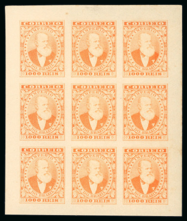 Stamp of Brazil » 1866-83 Dom Pedro Brazil 1880s Dom Pedro II six 1000r essays in imperf sheetlets of nine unused