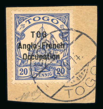 Stamp of Colonies françaises » Togo 1915, type Hohenzollern 20pf bleu superbe variété TOG
