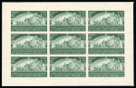 Stamp of Egypt » Commemoratives 1949 Agricultural and Industrial Exhibition in Cairo, 10m olive-green, Royal imperforate sheetlet of nine on watermarked paper, some paper adhesion on the gum side, very fine and a unique sheetlet (Nile Post RPC123)  Pro