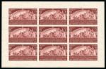 Stamp of Egypt » Commemoratives 1949 Agricultural and Industrial Exhibition in Cairo, 10m red-brown, colour trial, Royal imperforate sheetlet of nine on watermarked paper, some paper adhesion in margin only, very fine and a unique sheetlet (Nile Post R