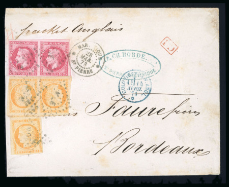 Stamp of Colonies françaises » Colonies Générales 1873, jolie lettre de Martinique pour Bordeaux affranchie