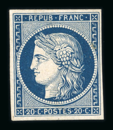 Stamp of France » Type Cérès de 1849-1850 Non émis, n°8A Cérès 20c bleu foncé dit "Marquelet"