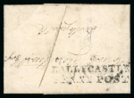 Stamp of Ireland » Postal History (Arranged alphabetically by County) Antrim - Ahoghill to Belfast: 1826-1860 Attractive group of sixty-five covers or part covers mounted on 55 album pages, showing an array of postal markings including mileage mkgs ANTRIM/93 in red (2), BALLINDERRY/75 in b