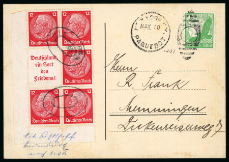 Stamp of Aerophilately » Zeppelins  Hindenburg Crash Cover. 1937 postcard prepared as mail for the return trip of the Hindenburg and recovered from the wreckage 