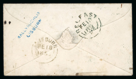 Stamp of Ireland » Postal History (Arranged alphabetically by County) Down - Annalong to Knockcloghram: 1765-1860 Attractive group of fifty-nine covers or part covers mounted on 46 album pages, showing an array of postal markings including mileage mkgs ARDGLASS/90 (3), BANBRIDGE/60 in red,