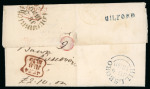 Stamp of Ireland » Postal History (Arranged alphabetically by County) Down - Annalong to Knockcloghram: 1765-1860 Attractive group of fifty-nine covers or part covers mounted on 46 album pages, showing an array of postal markings including mileage mkgs ARDGLASS/90 (3), BANBRIDGE/60 in red,
