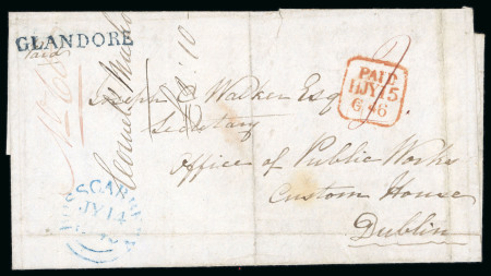 Stamp of Ireland » Postal History (Arranged alphabetically by County) Cork - Donneraile to Mitchelstown: 1769-1858 Attractive group of sixty-four covers or part covers mounted on 50 album pages, showing an array of postal markings including mileage mkgs DONERAILE/124 in black, DONERAILE/12