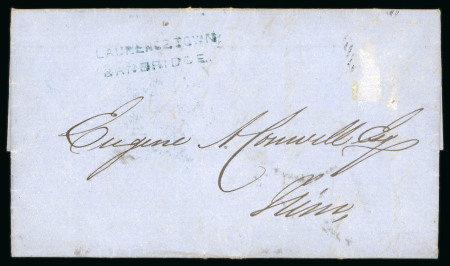 Stamp of Ireland » Postal History (Arranged alphabetically by County) Down - Laurencetown - Warrenpoint: 1778-1860 Attractive group of fifty-five covers or part covers mounted on 41 album pages, showing an array of postal markings including mileage mkgs two types NEWRY/50 in red (8), two w