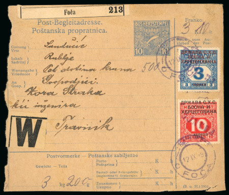 Stamp of Yugoslavia Yugoslavia 1919 Postage Dues handstamped FRANCO for use on parcel cards
