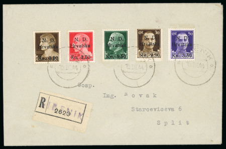 Stamp of Italy » Italian Occupations WWII Italian Occupation of Croatia 1944 set of f5 registered fdc