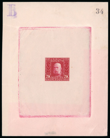 Stamp of Bosnia and Herzegovina Bosnia Herzegovina 1912 imperf 2k numbered proof in red