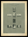 Stamp of Egypt » Commemoratives 1947 International Exhibition of Fine Art, a photographic presentation card depicting eight proposed stamps, three of which were similar to the accepted designs, unusual and an attractive showpiece