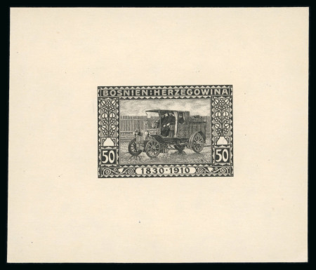 Stamp of Bosnia and Herzegovina Bosnia Herzegovina 1910 80th Birthday 50h, 1k, 2k and 5k black proofs