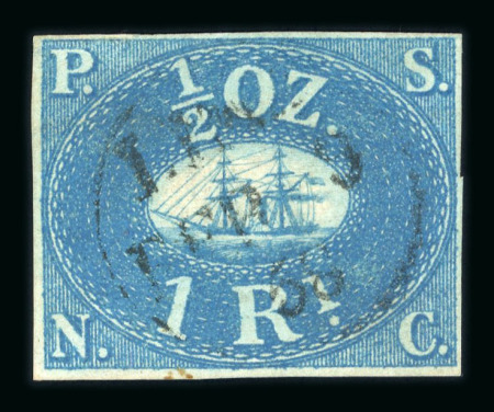 Stamp of Peru » Pacific Steam Navigation Co. Issue Peru Steam Navigation company 1857 1/2 Oz 1R blue used
