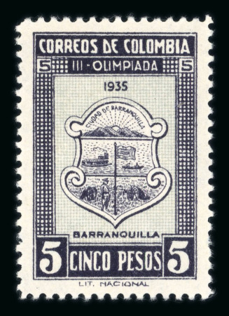 Stamp of Colombia Colombia 1934 3rd National Olympics 5p and 10p mint l.h.
