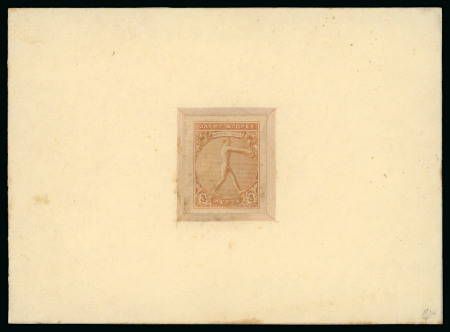 Stamp of Greece » 1906 Olympics » Proofs Olympics 1906 3L imperf sunken proof on card