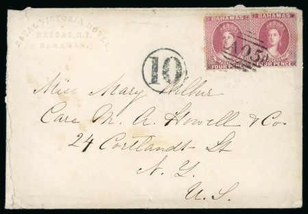 Stamp of Bahamas Bahamas 1866 double rate cover to New York 