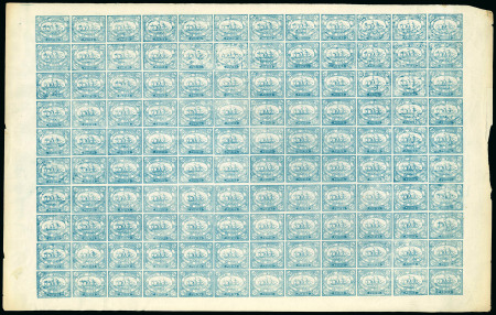Stamp of Egypt » Suez-Canal Company 1868 20c blue, mint nh complete sheet of one hundred and twenty (120), some usual marginal faults and creases, an exceptionally fresh and fine sheet