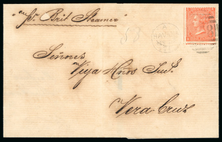 Stamp of Great Britain » 1854-1900 Postal History of the Perforated Line Engraved and Surface Printed Issues Cuba British Post Office 1871 4d wrapper from Havana to Vera Cruz, Mexico